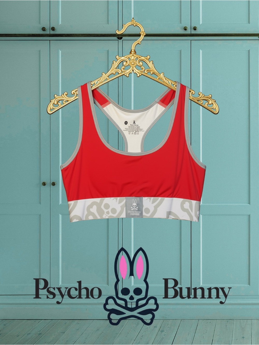 RARE Psycho Bunny Graphic Sports Bra Sz Small